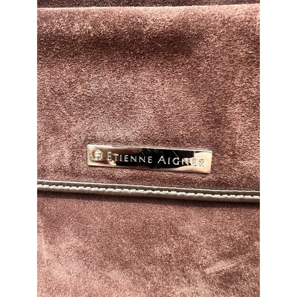 Vintage Etienne Aigner Brown Suede Hobo Shoulder Bag Y2K Slouchy Boho Purse